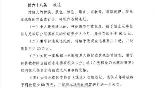 中足联新规：球迷有腻烦当作的，其所扶植俱乐部将至少被罚金50万