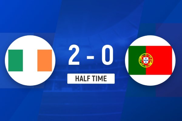 半场-葡萄牙0-2爱尔兰 帕洛特双响奥贝恩中柱科斯塔特别送角球